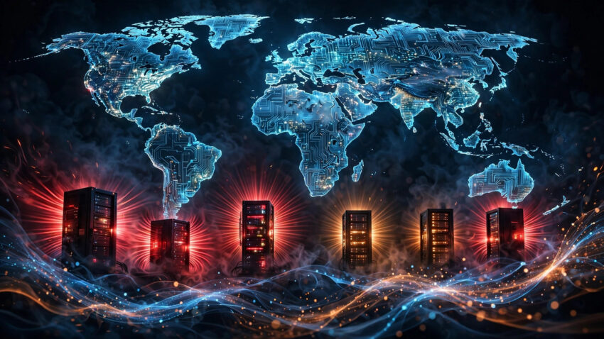 Illustration of a global cyberattack wave targeting PHP servers after the PHP2Shell vulnerability disclosure
