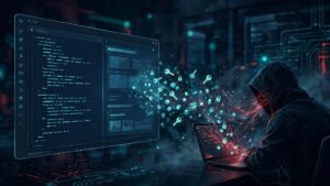 Illustration of the SneakPeek vulnerability: Claude Code Desktop's preview pane silently leaking developer credentials to an attacker